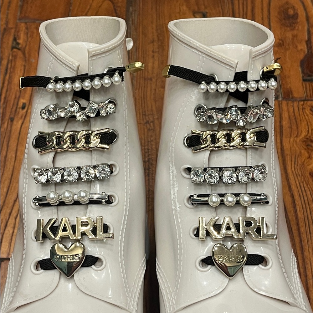 Karl Lagerfeld Bedazzled Rain Boot Size 10 - Picture 2 of 12